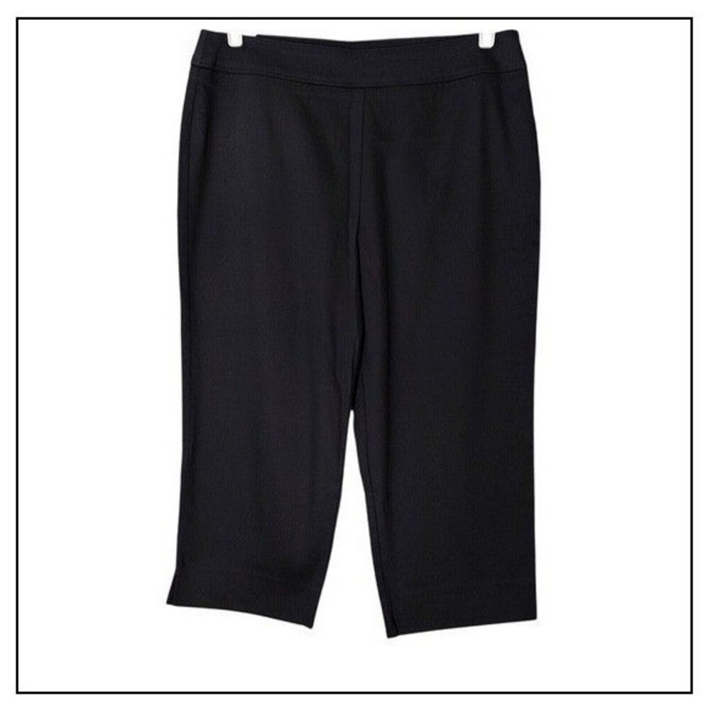 Chaus Capris Women 12 Black Minimalist Career Side Zip Office Chic Cropped Pants